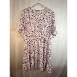 Inspired Hearts Purple Floral Dress Size 3X Preowned